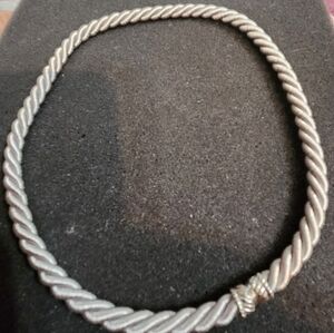 Judith Ripka  Silver Magnetic Grey Cord Necklace 17"